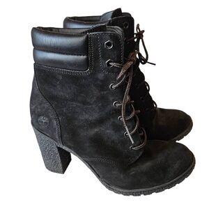 Timberland Tillston’s Lace Up Double Collar Black Leather Ankle Bootie Women's 7